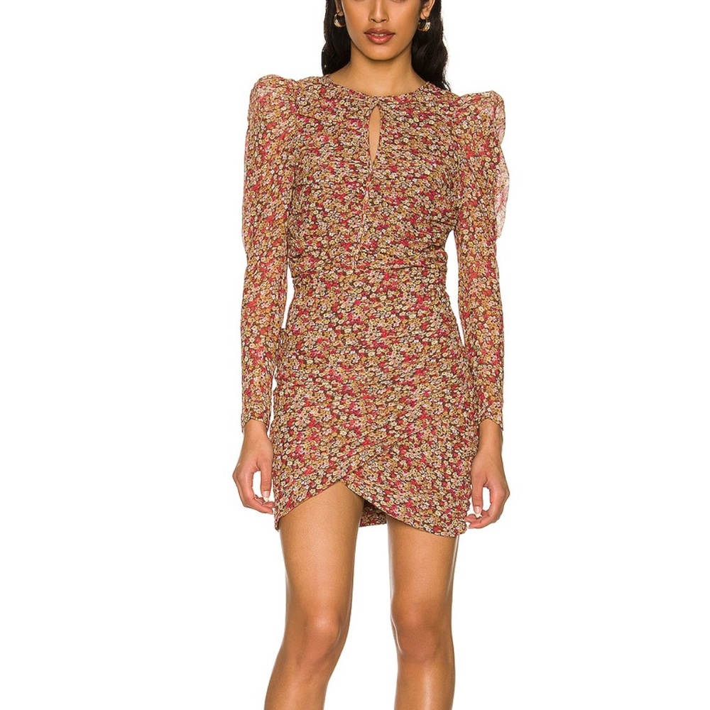 Bardot Ruched Disty Floral Mini Dress